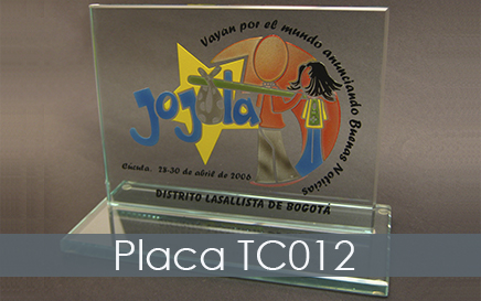 Placa conmemorativa en Vidrio